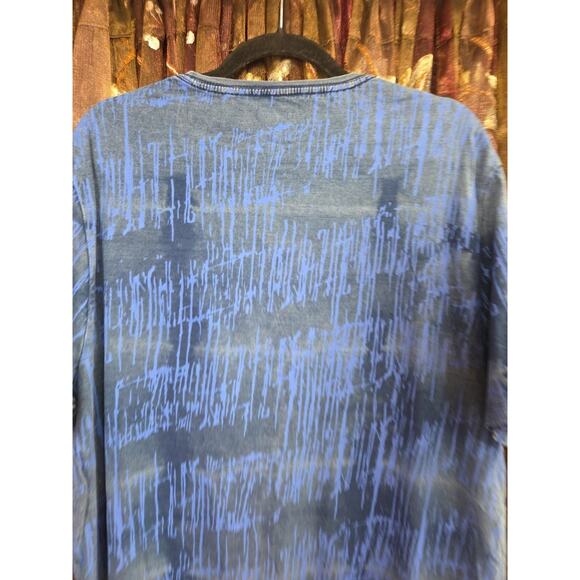 Buffalo David Bitton Men's Size XL Blue Dyed Ink Graphic Crew-Neck T-Shirt - Picture 9 of 12